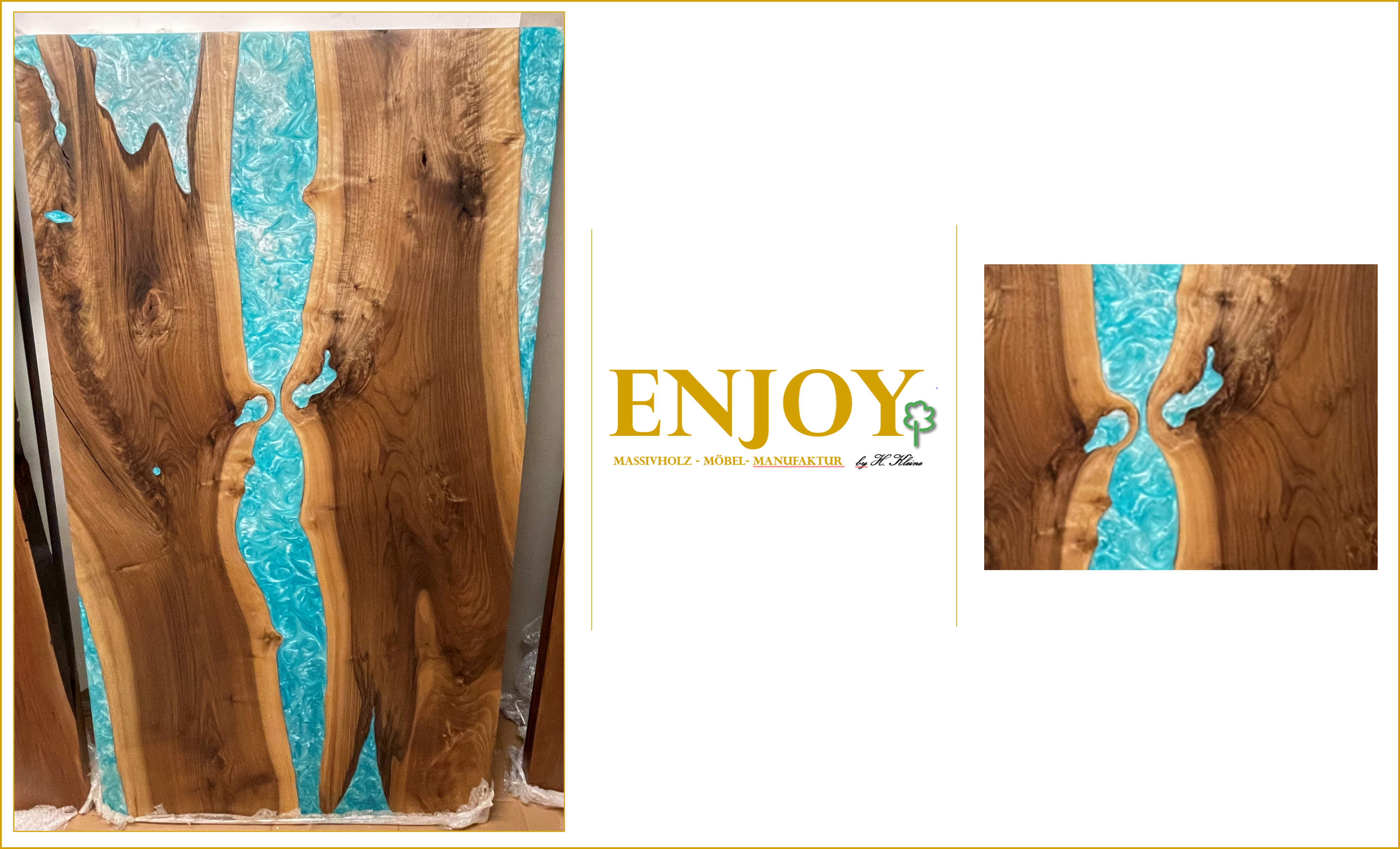 Tischplatte ‚Geba‘ Nussbaum Epoxid